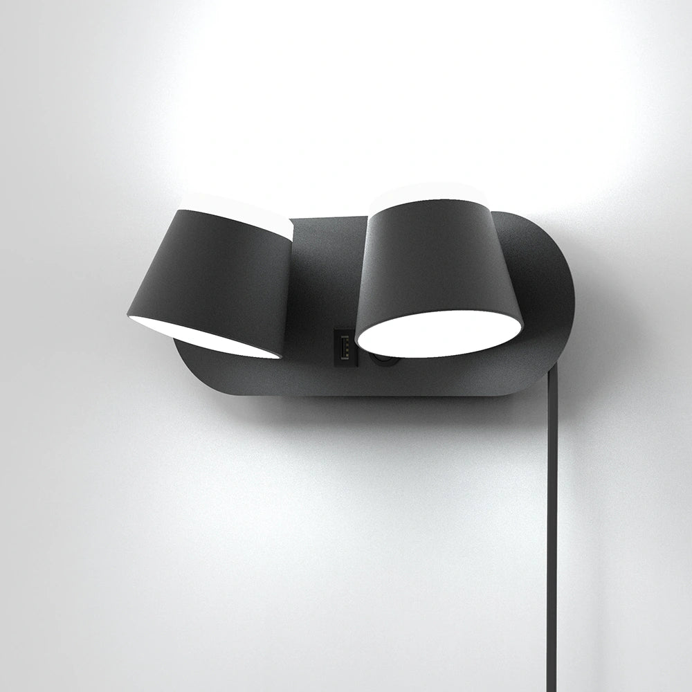12W Bedroom Reading Lights Plug In Wall Lamp With Usb Port