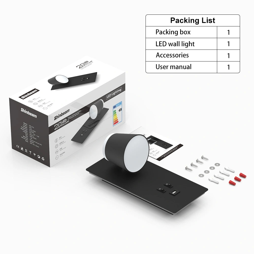 18W Rotatable Usb Bedside Wall Lights SY-I1010