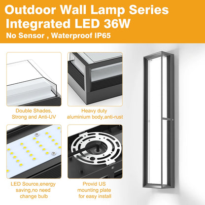 24 Inch Dimmable Aluminum Led Porch Black Outdoor Wall Lights SY-O9056-D