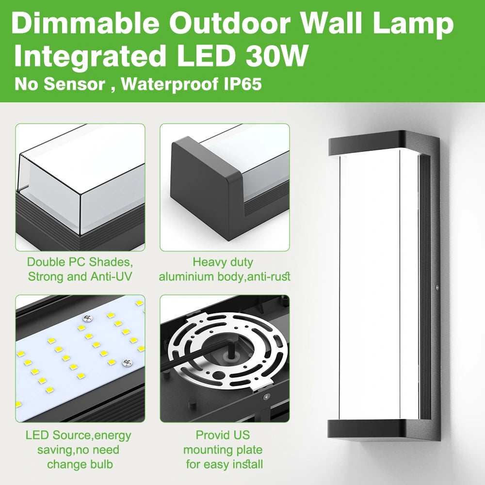 16 Inch 30W Dimmable Aluminum Outdoor Wall Mounted Front Porch Lights SY-O9074-D