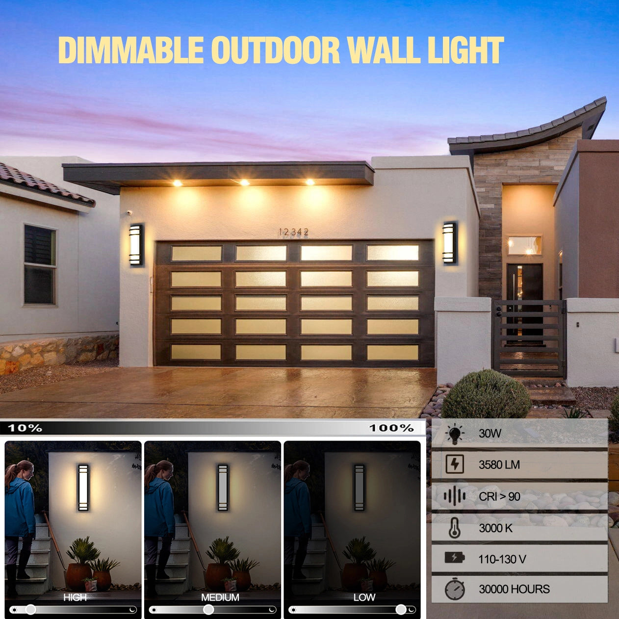 30W SCR Dimmable Exterior Porch Lights 15.75 Inch For Front Door SY-O9044B