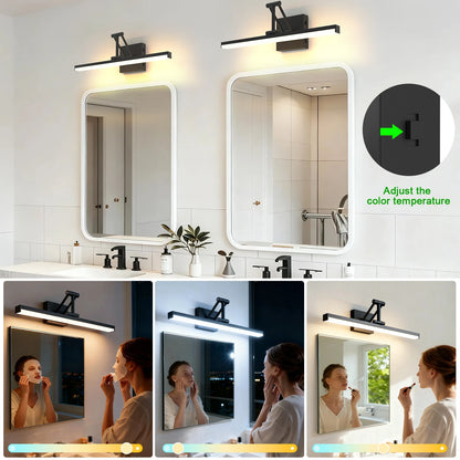 19.09 Inch 3CCT Dimmable Led Bathroom Vanity Lighting With Telescopic Bracket SY-V015-BLACK
