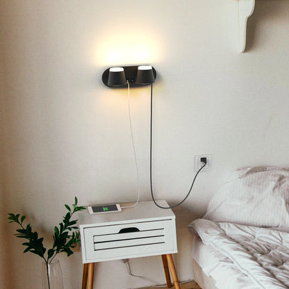 12W Bedroom Reading Lights Plug In Wall Lamp With Usb Port