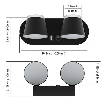 12W Bedroom Reading Lights Plug In Wall Lamp With Usb Port