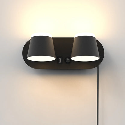 12W Bedroom Reading Lights Plug In Wall Lamp With Usb Port
