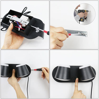 12W Bedroom Reading Lights Plug In Wall Lamp With Usb Port