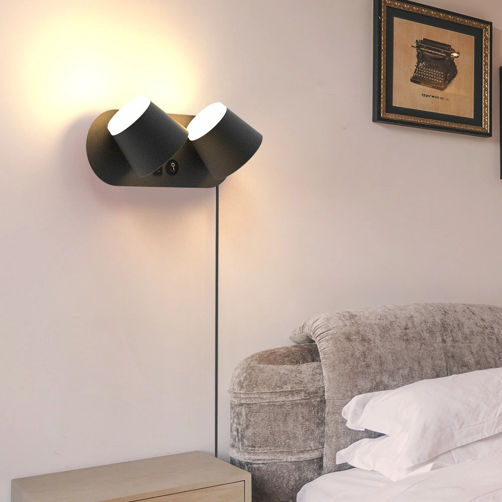 12W Bedroom Reading Lights Plug In Wall Lamp With Usb Port