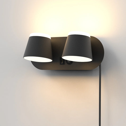12W Bedroom Reading Lights Plug In Wall Lamp With Usb Port